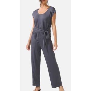 Soma Tie-Front Crop Jumpsuit Gray Size L